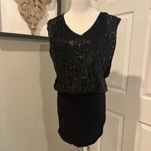 Guess Vintage Black Beaded and Sequin Embellished Mini Skirt Dress Size Small